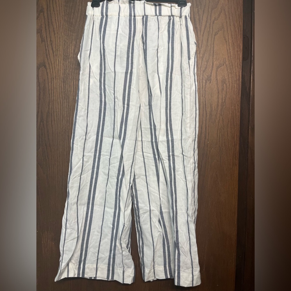 H&M cream and gray wide leg pants